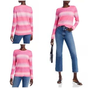 C by Bloomingdale's Cashmere Ombre Stripe Long Sleeve 100% Cashmere Sweater M